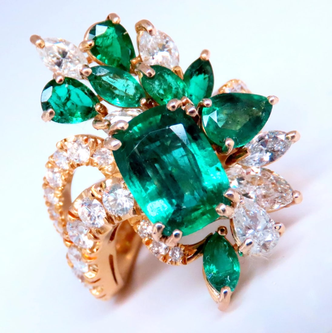 GIA 3.27ct Natural Emerald Cocktail Diamond Ring 14kt F2 12410** - 2