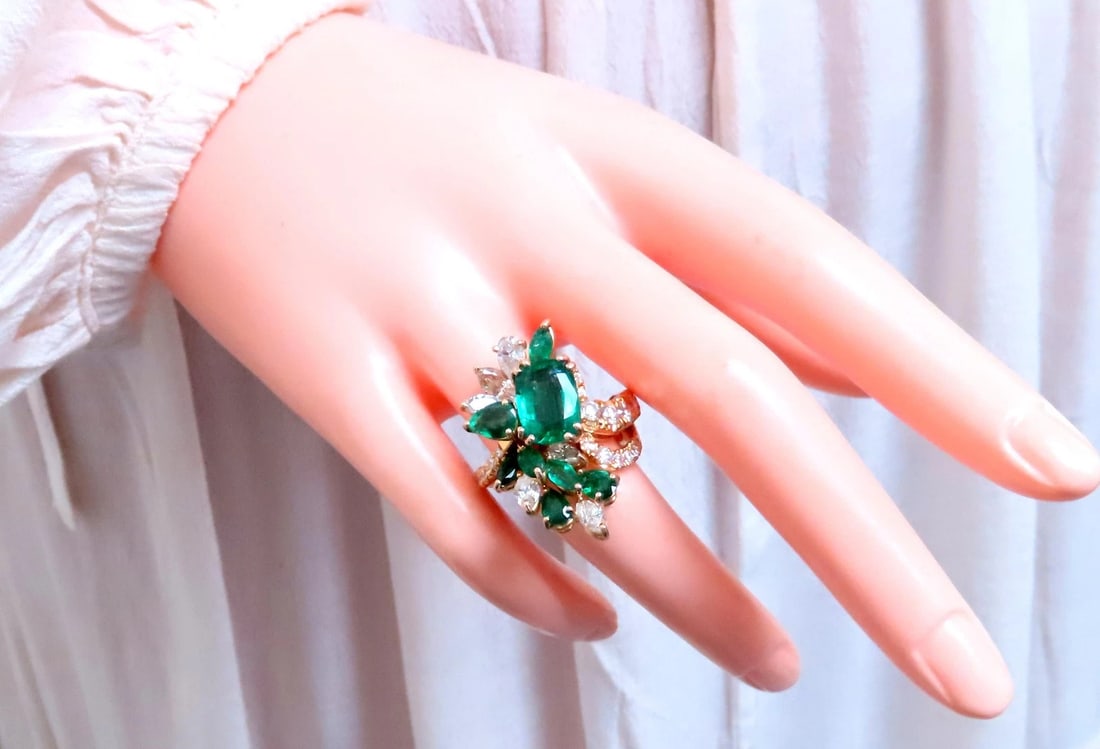 GIA 3.27ct Natural Emerald Cocktail Diamond Ring 14kt F2 12410** - 8