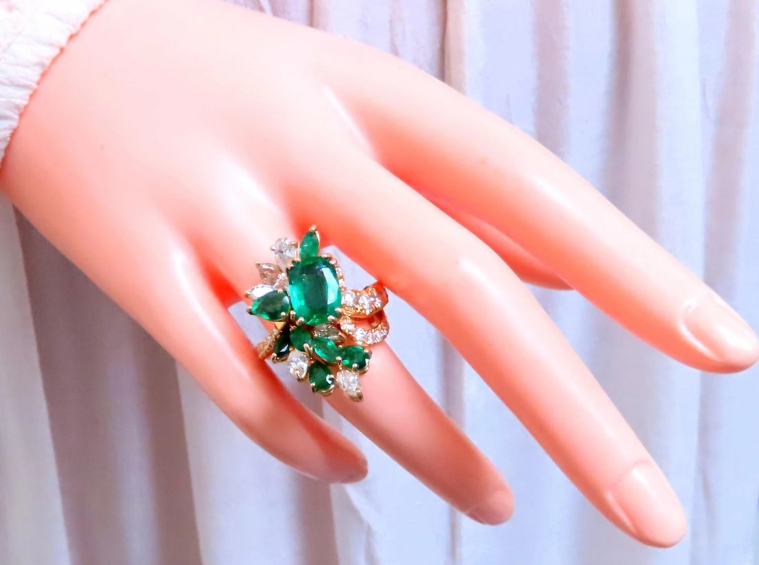 GIA 3.27ct Natural Emerald Cocktail Diamond Ring 14kt F2 12410** - 9