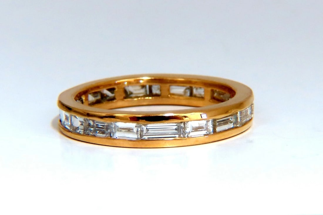 2.20ct. natural baguette diamonds eternity ring 14kt Gold 3.8mm size 8.5 ** - 2
