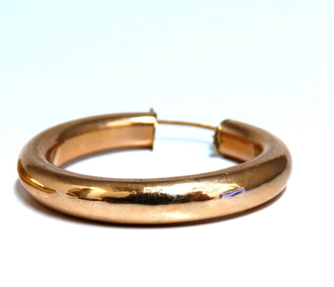 14Kt Gold Hoop Earrings Tubular Plain 1.30 inch diameter** - 2