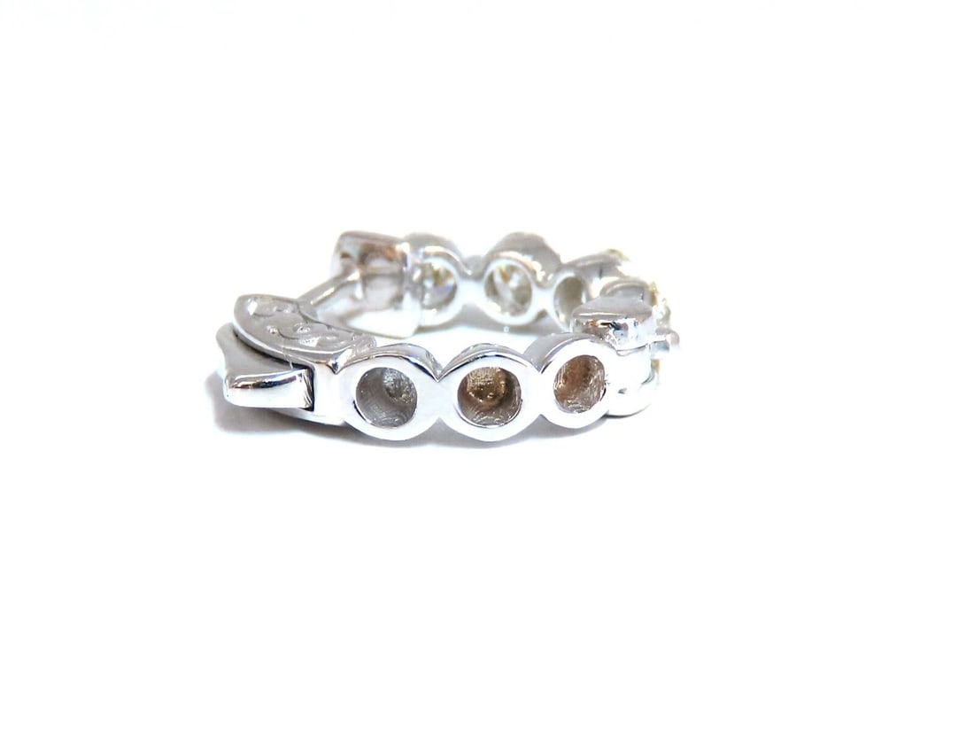 1.30ct Natural Round Diamond hoop earrings 14kt 16mm single share prong** - 3