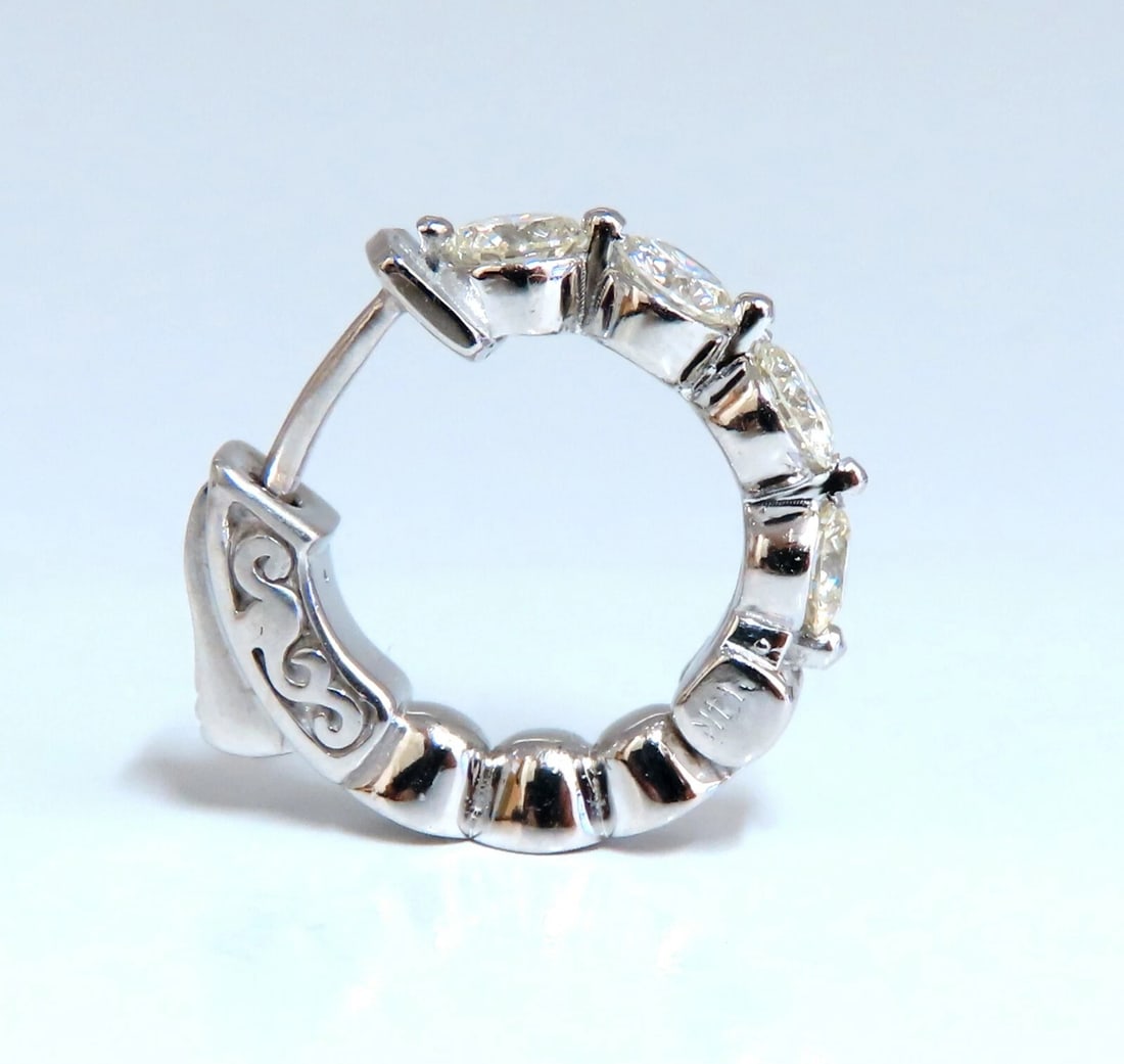 1.30ct Natural Round Diamond hoop earrings 14kt 16mm single share prong** - 5