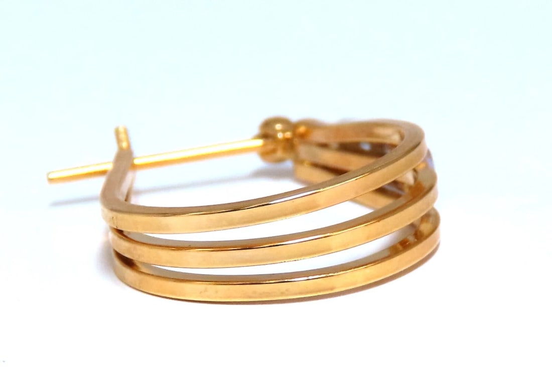 .06ct Natural Diamond Earrings 14kt Gold Semi Hoop** - 4