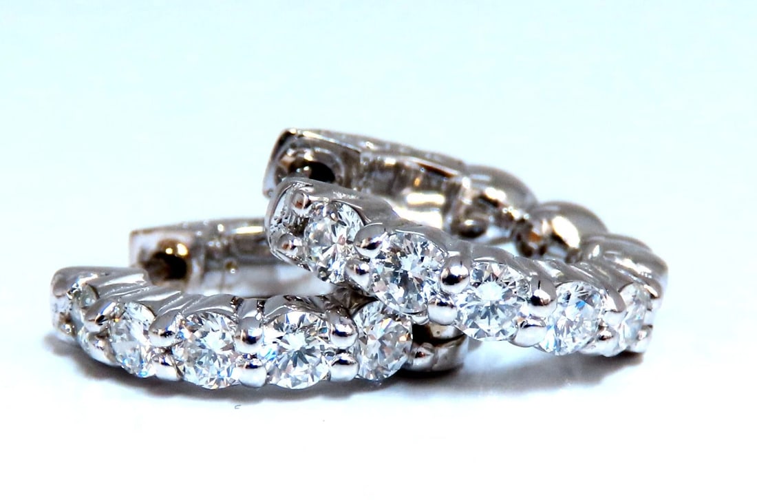 .83ct Natural Round Diamond hoop earrings 14kt 15mm single share prong** - 3