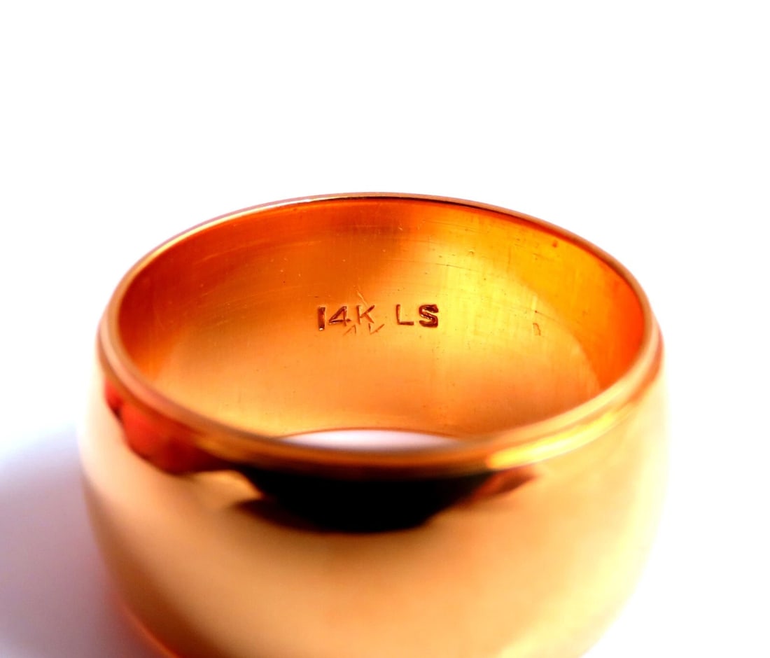 Wide Solid 9.5mm Band 14kt Gold Ring 6 LS** - 2
