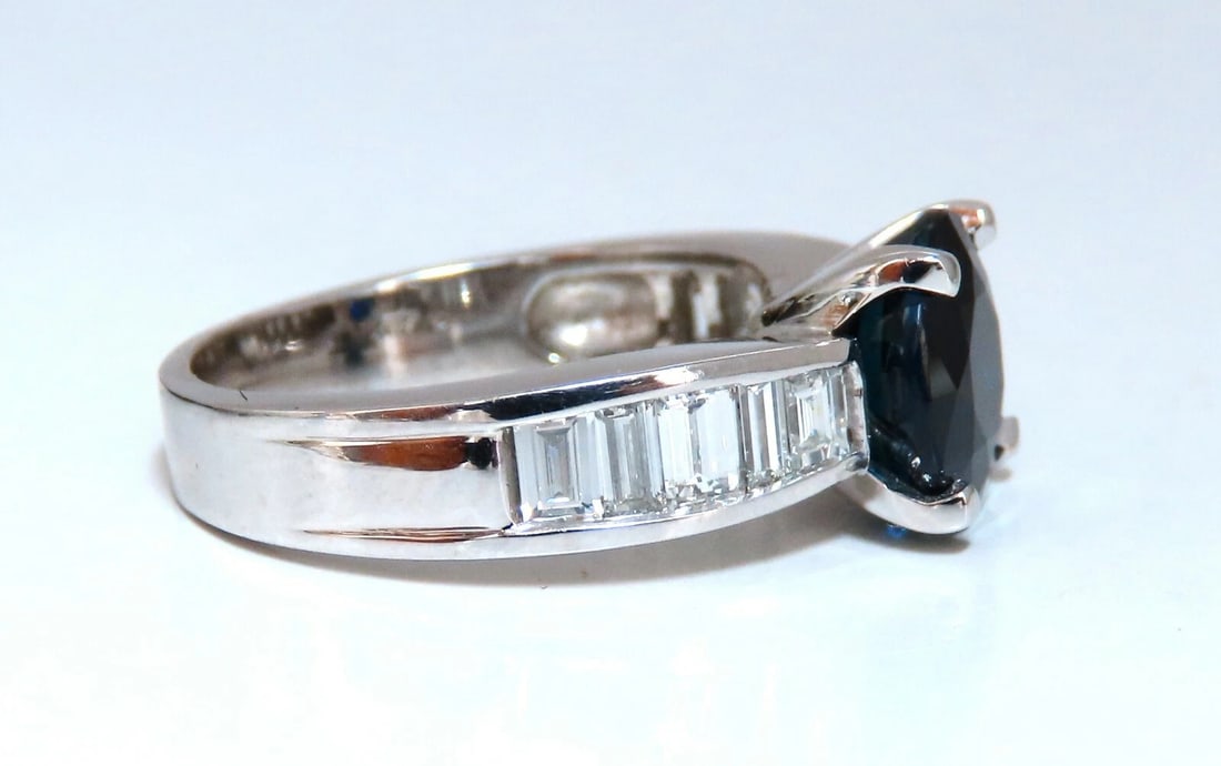 GIA Certified 4.09ct Natural Round No Heat Sapphire Diamond Ring Unheated 14kt** - 2