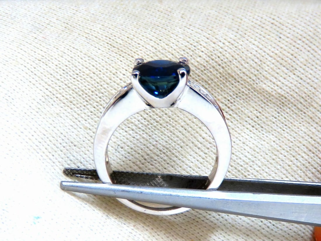 GIA Certified 4.09ct Natural Round No Heat Sapphire Diamond Ring Unheated 14kt** - 7