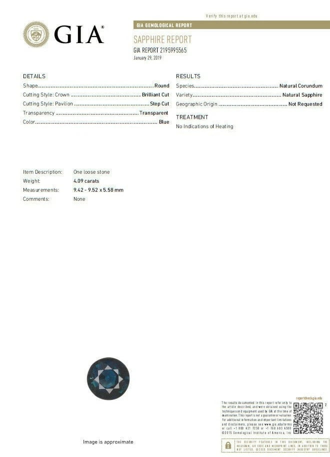 GIA Certified 4.09ct Natural Round No Heat Sapphire Diamond Ring Unheated 14kt** - 9
