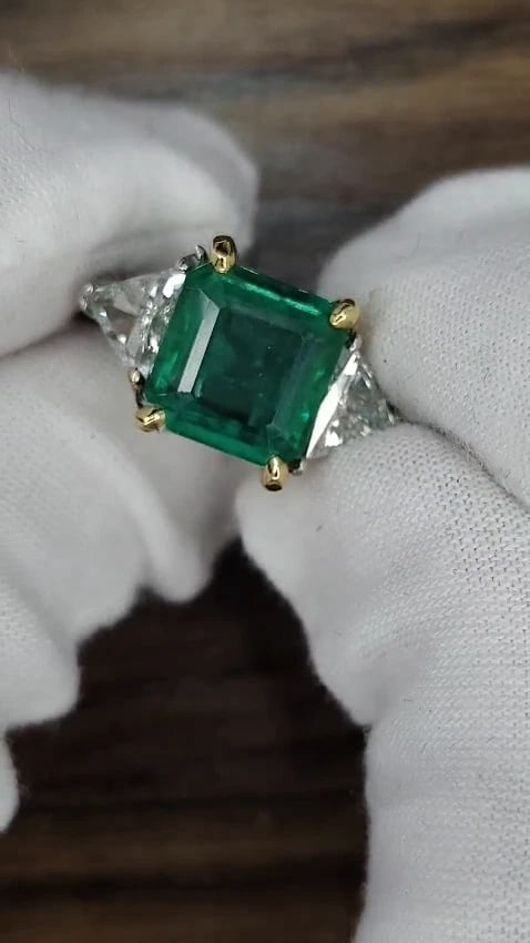 GIA Certified 3.97ct Natural Emerald (F1) Diamond Ring Platinum 12414 *v - 2