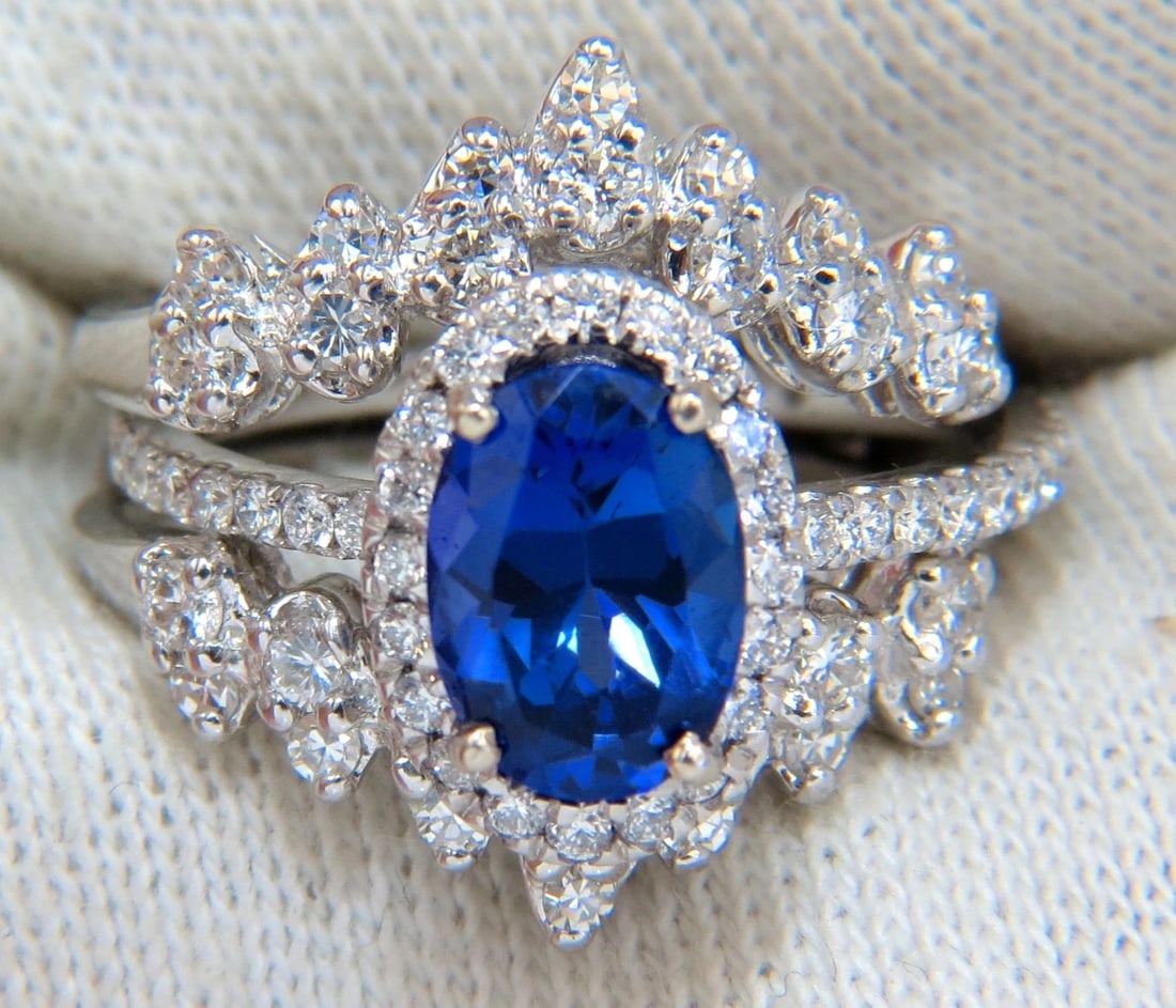 3.07ct Natural Tanzanite Diamond ring + Insert Jacket Ring 14kt gold** - 11