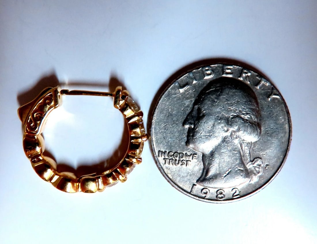 1.80ct Natural Round Diamond mini hoop earrings 14kt yellow gold Dime** - 3