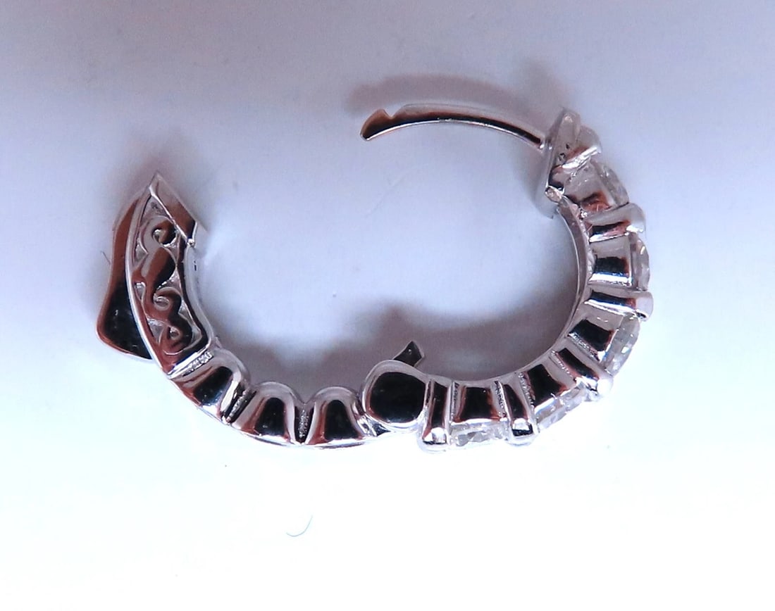 1.63ct Natural Round Diamond hoop earrings 14kt 16mm button & share prong** - 4