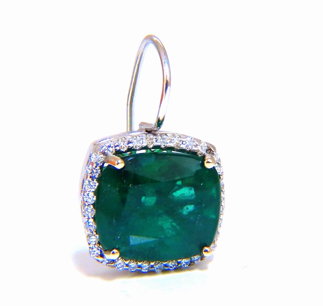 GIA Certified 17.05ct Natural Emeralds Diamond Earrings 18kt Cluster Halo** - 5