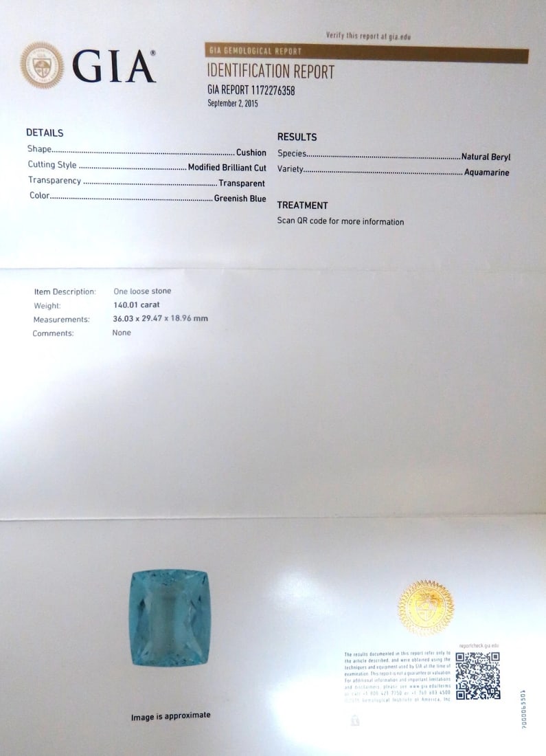 GIA Certified Natural 140.01ct Aquamarine Diamonds Necklace 18kt & Plat** - 10