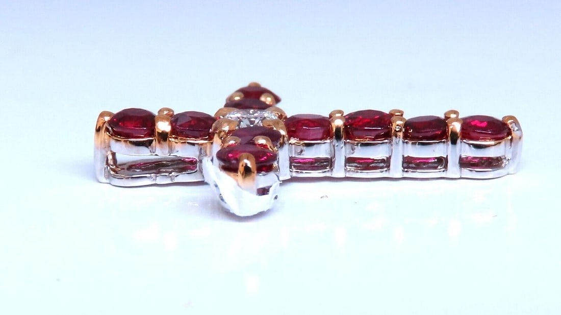 3.67ct Natural Ruby Diamond Cross 14 Karat ** - 5