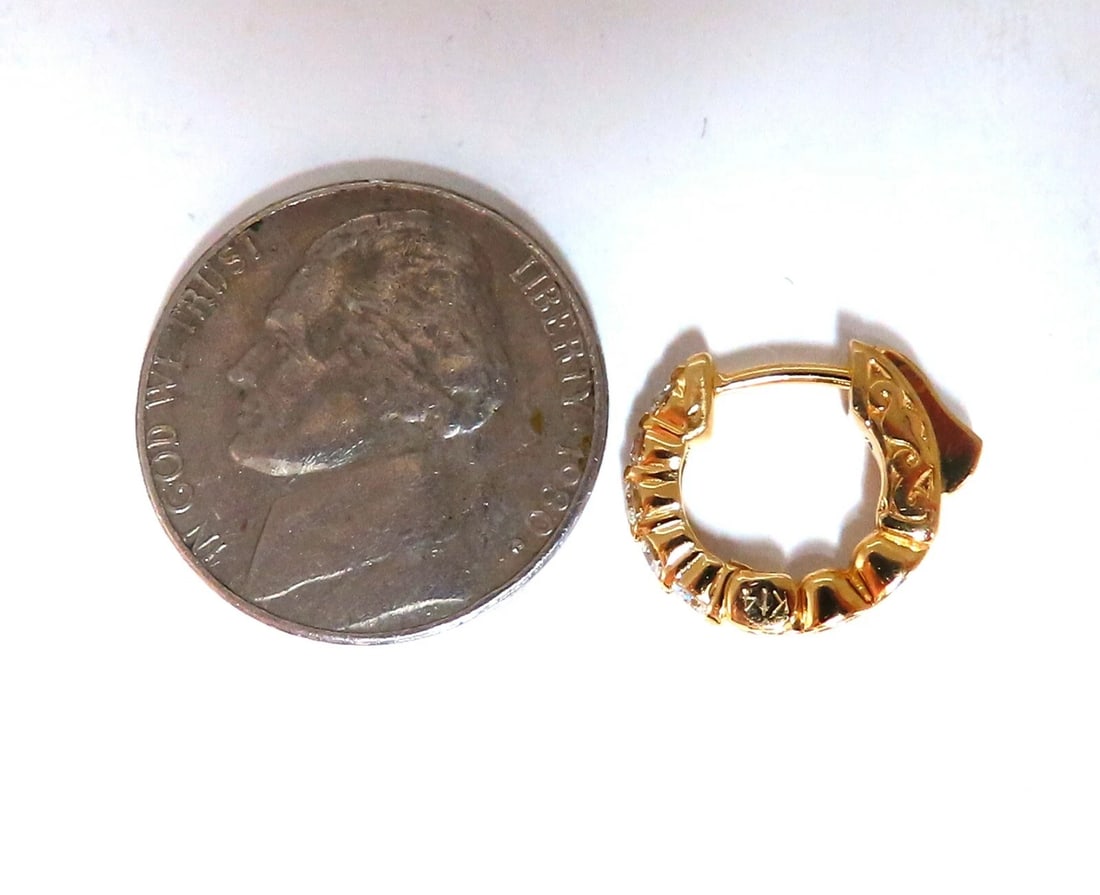 .50ct natural round diamonds inside out hoop earrings button 14 karat .5 inch** - 4