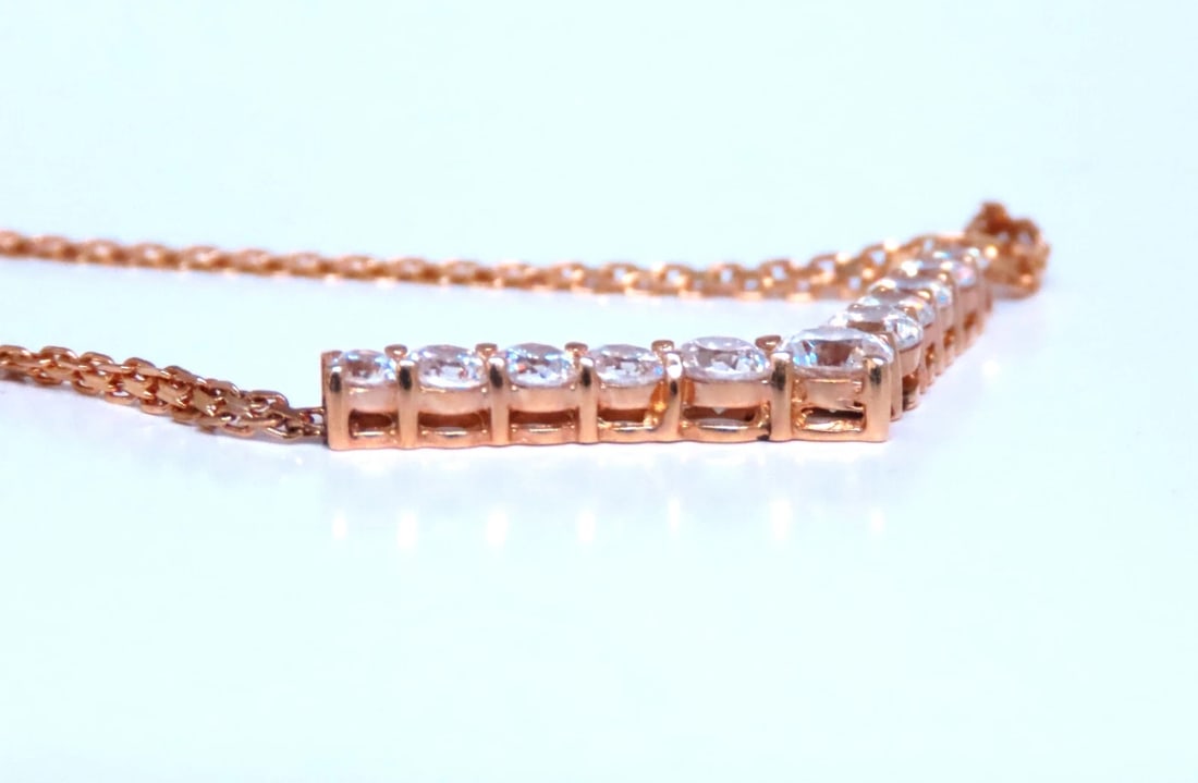 1.20ct Zircon "v" Chevron Necklace 14kt Gold 12526** - 3