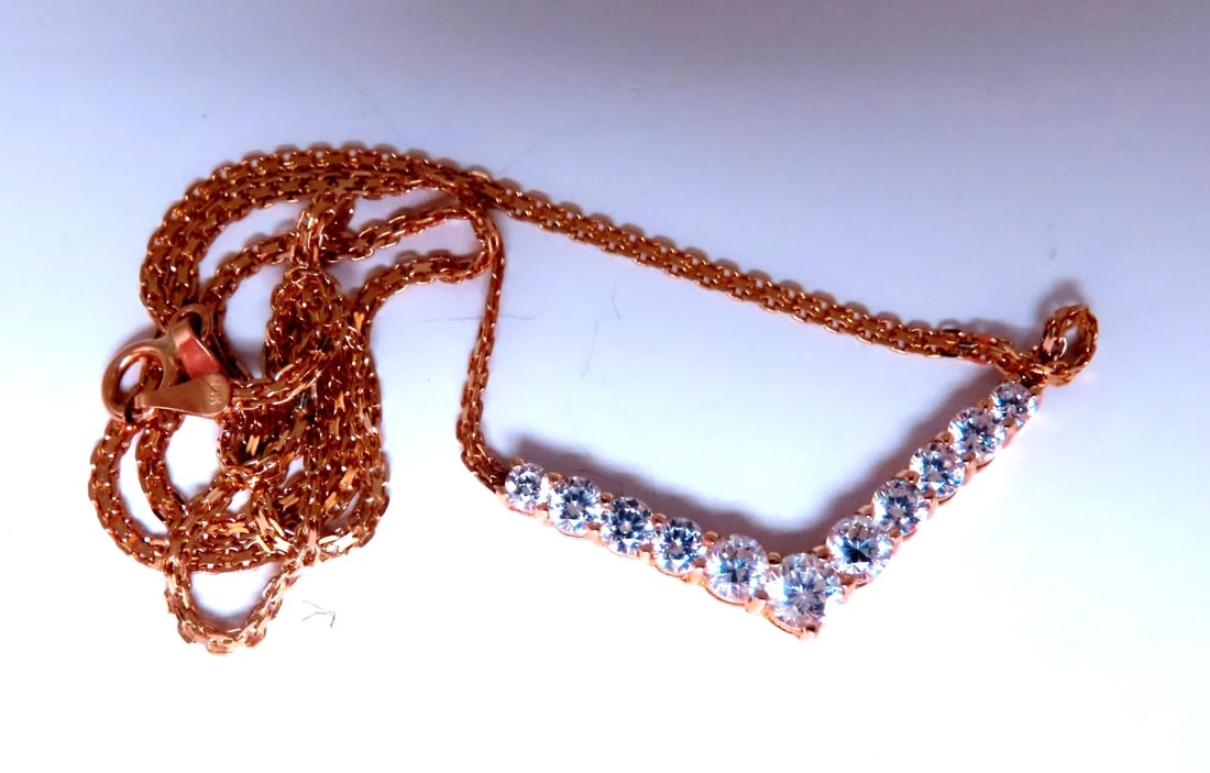1.20ct Zircon "v" Chevron Necklace 14kt Gold 12526** - 4