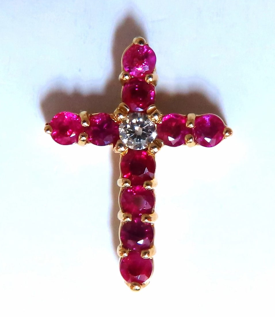 1.60ct Natural Ruby Cross Pendant 14kt ** (1 of 3)