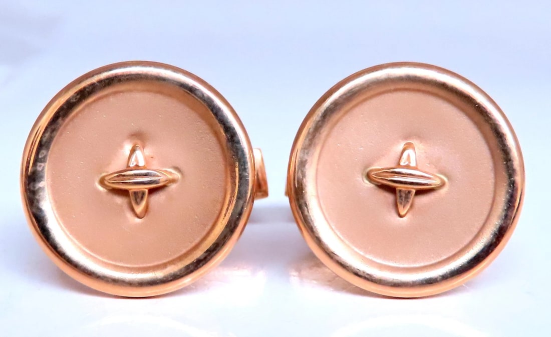 Solid Button Gold Cufflinks 14kt gold 12477** (1 of 4)