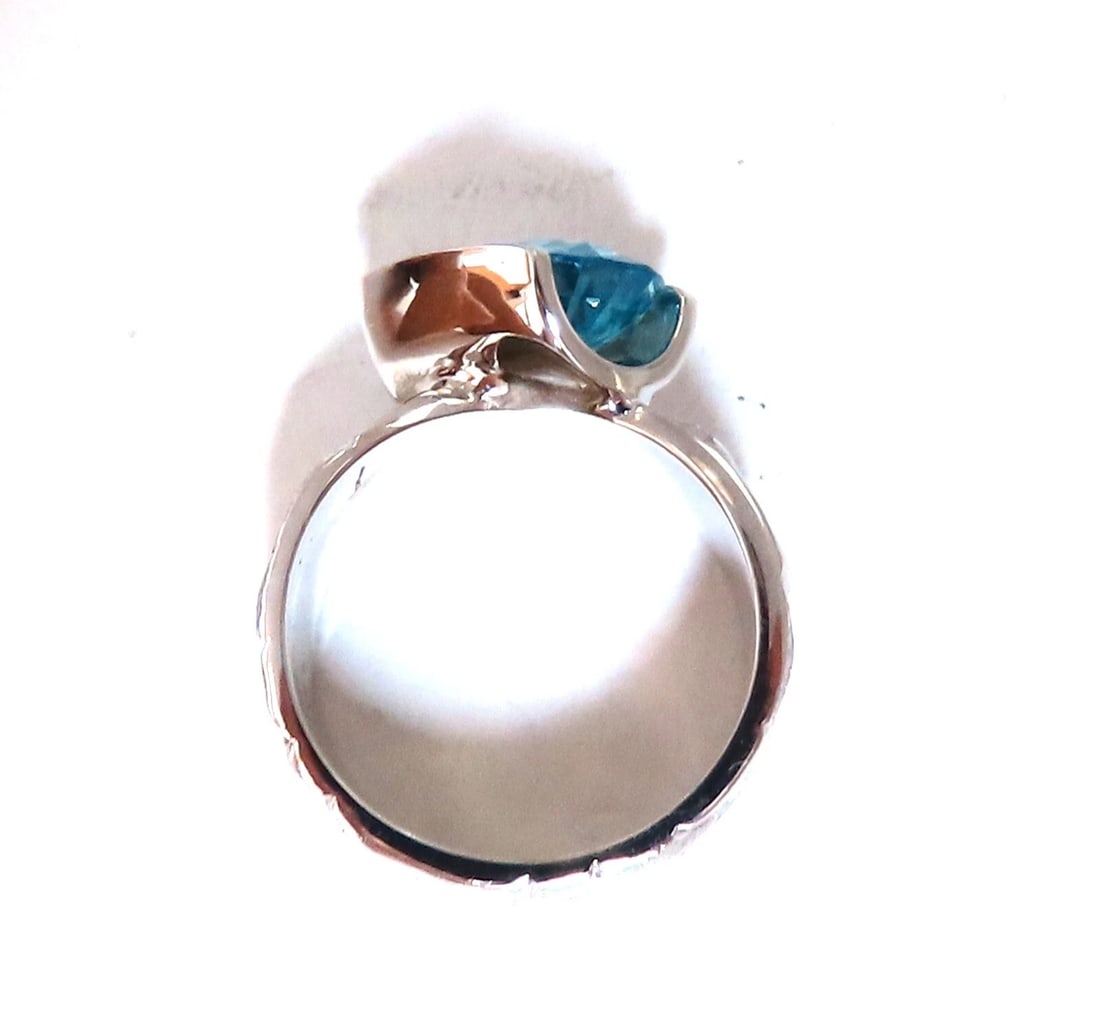 6.20ct Natural Indigo Blue zircon Ring 14kt scaling deco** - 5