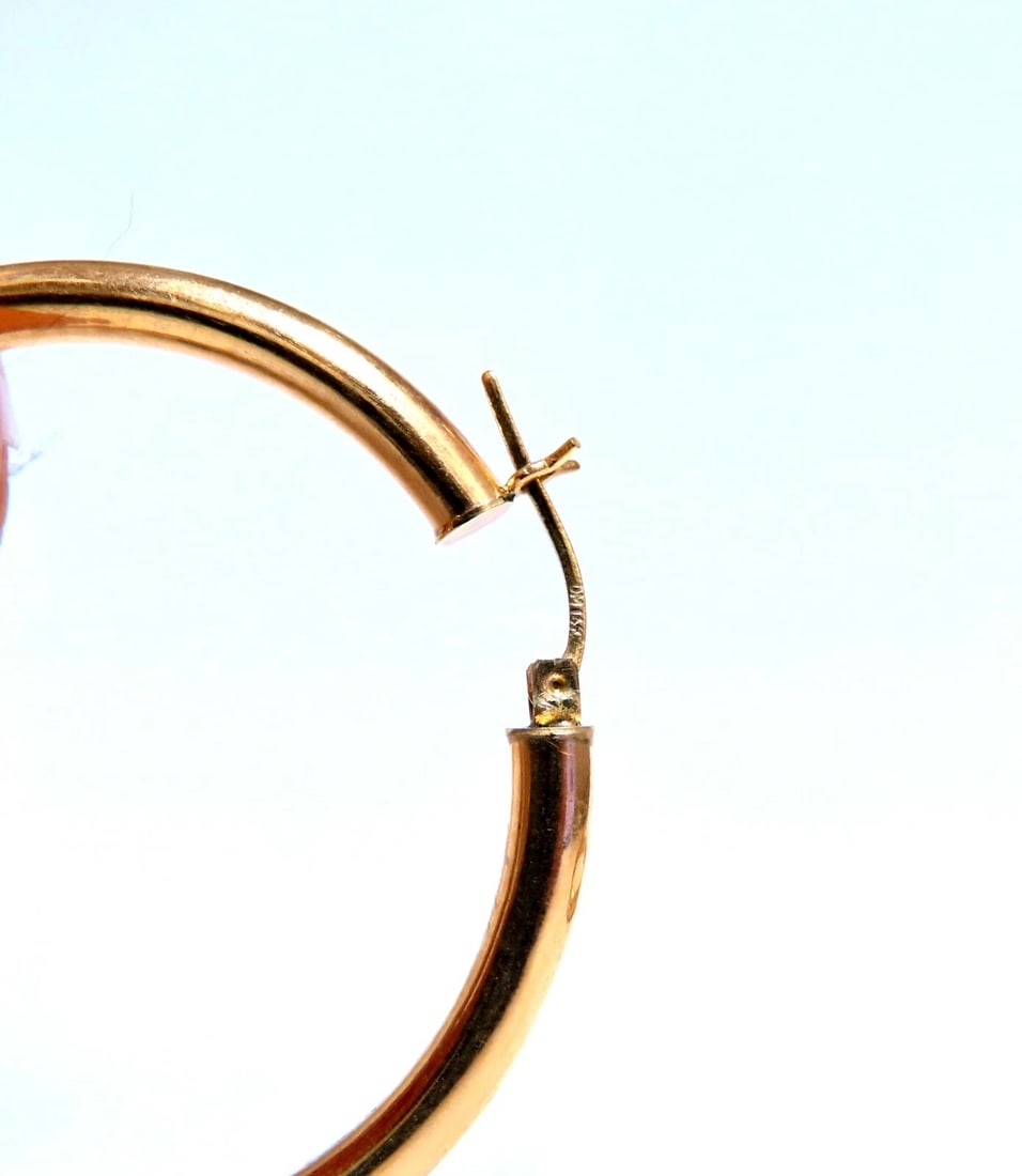 14Kt Gold Hoop Earrings Tubular Plain 1.85 inch diameter** - 4