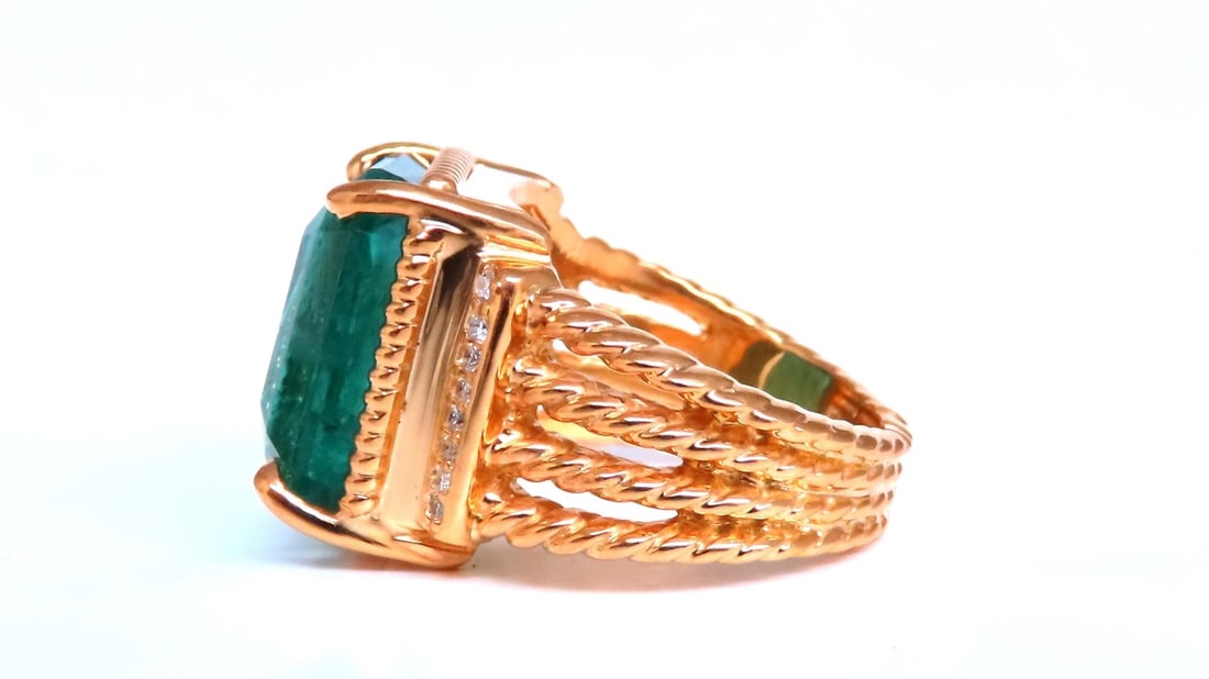 GIA Certified 12.70ct Natural Emerald Diamonds Ring 18kt 44214** - 3