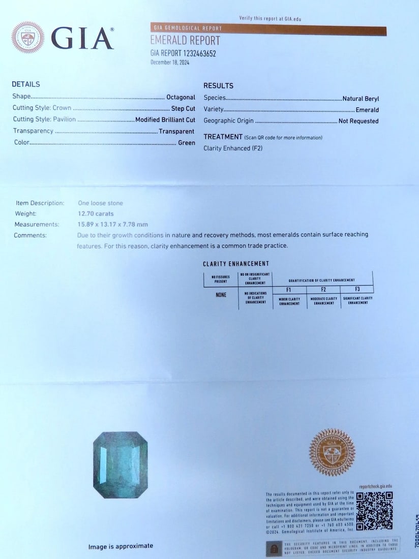 GIA Certified 12.70ct Natural Emerald Diamonds Ring 18kt 44214** - 7