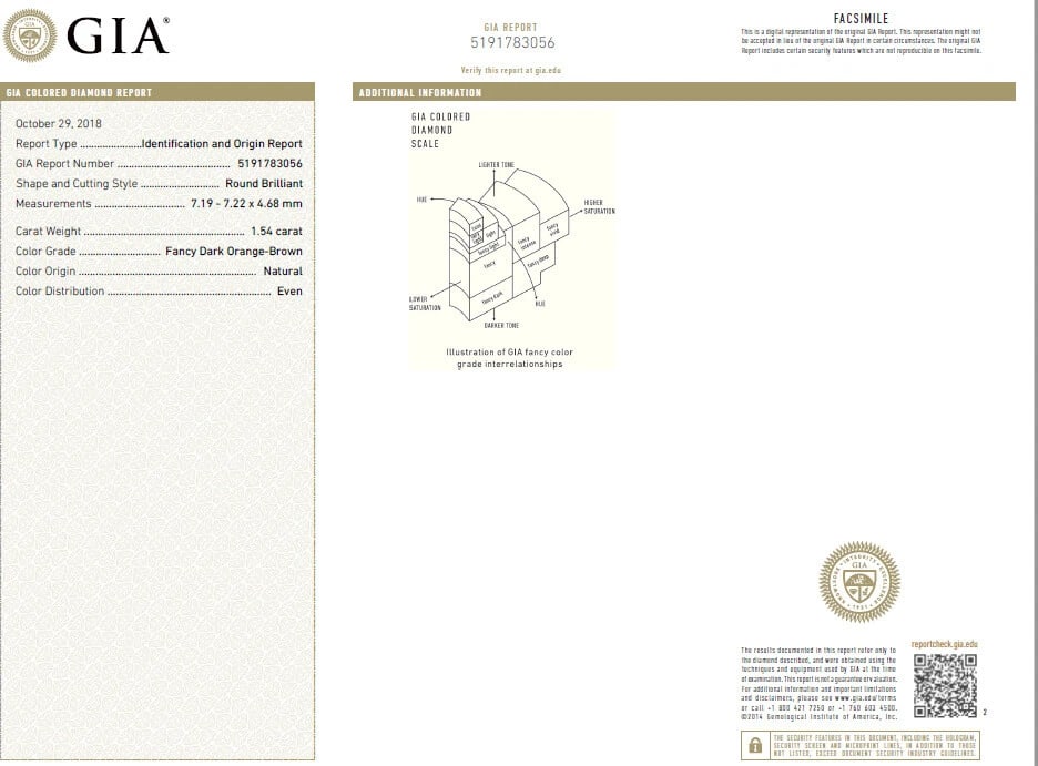 GIA Certified 1.54ct Natural Fancy Orange Brown Color Diamond Ring 14 Karat** - 11