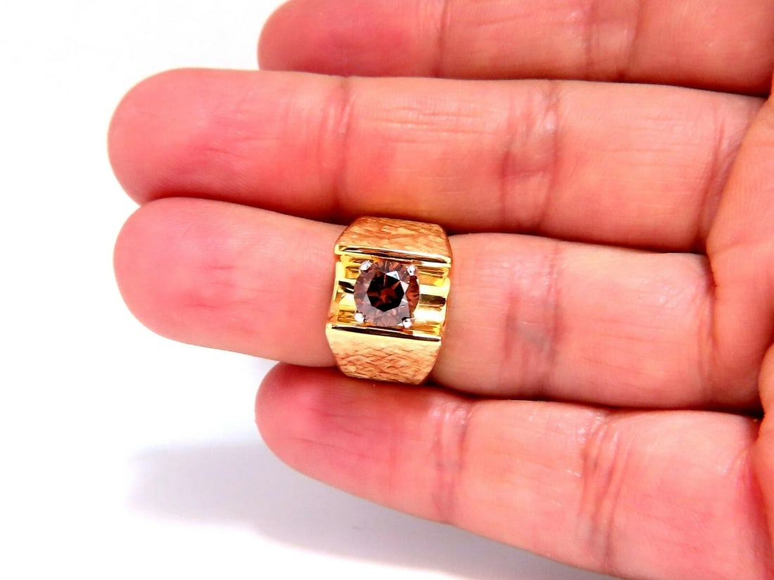 GIA Certified 1.54ct Natural Fancy Orange Brown Color Diamond Ring 14 Karat** - 7