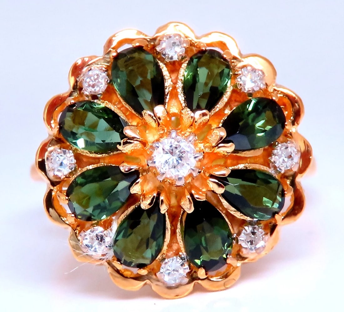 1.60ct Natural Tourmaline Cluster Ring 14kt** - 2