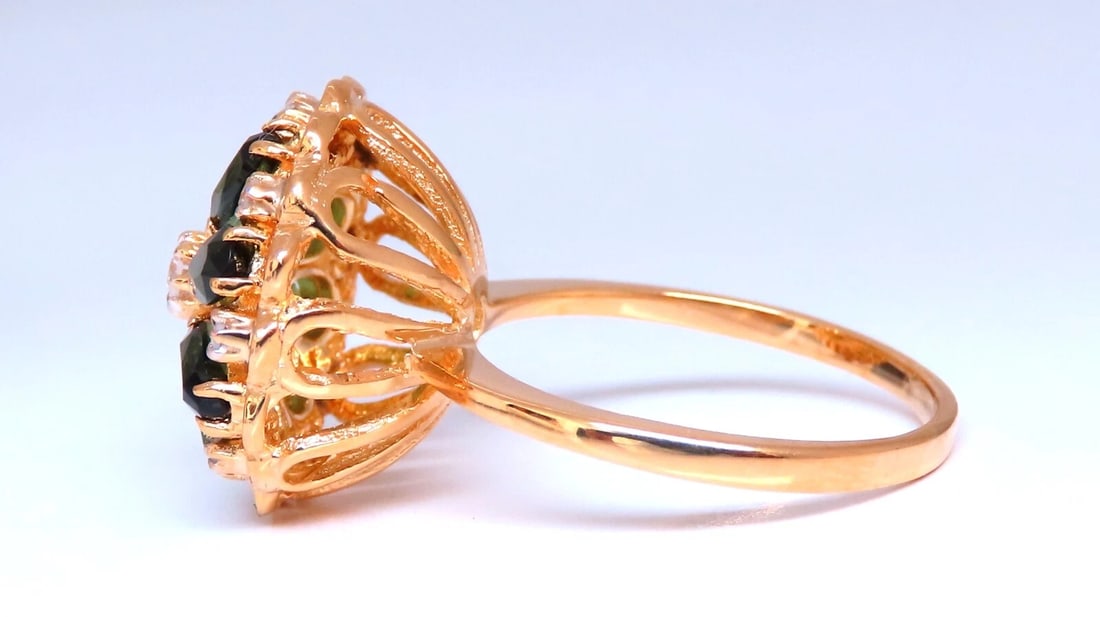 1.60ct Natural Tourmaline Cluster Ring 14kt** - 3