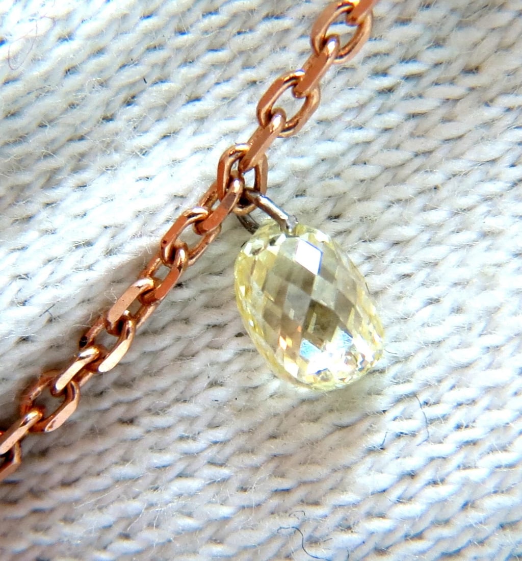 6.00ct Natural Briolette Diamonds Station Yard Necklace 14 Karat ** - 3