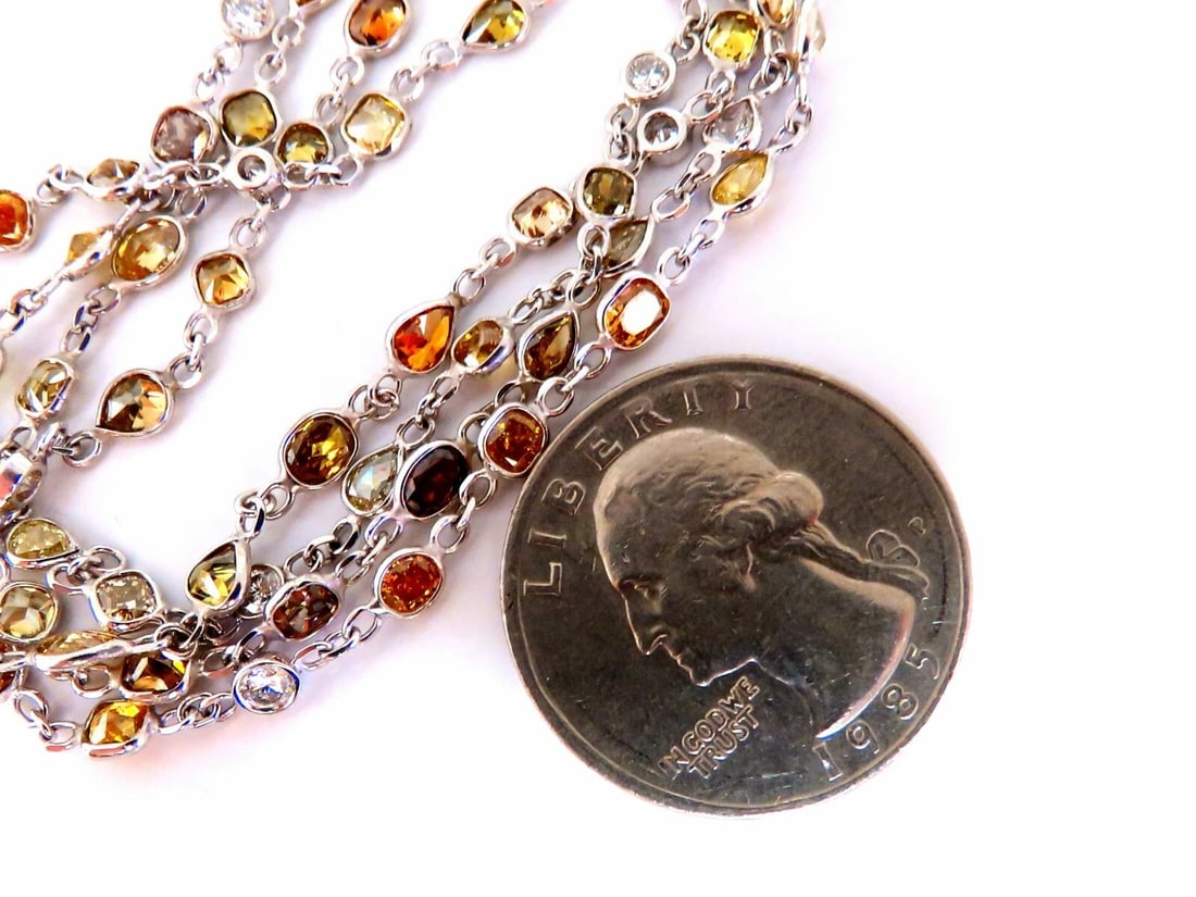 11.16ct Natural Multicolored Fancy Colored Diamonds Yard Necklace 14kt** - 2