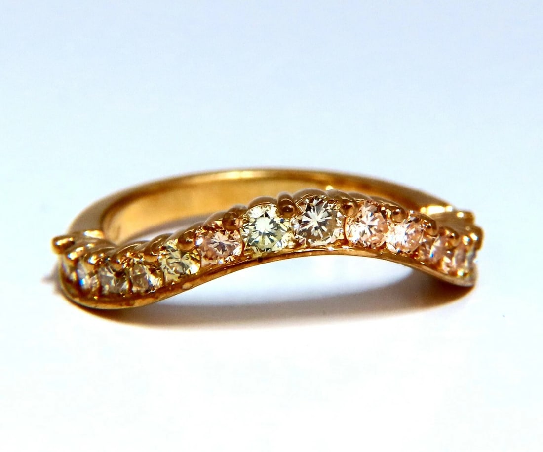 .60ct Natural Fancy Color Shades of Yellow Diamonds Wave Swirl Band Ring 14kt**: Title: .60ct Natural Fancy Color Shades of Yellow Diamonds Wave Swirl Band Ring 14kt** Description: Fancy Diamonds Wave Band .60ct. Natural Fancy Shades of Yellow Diamonds Round cut brilliant