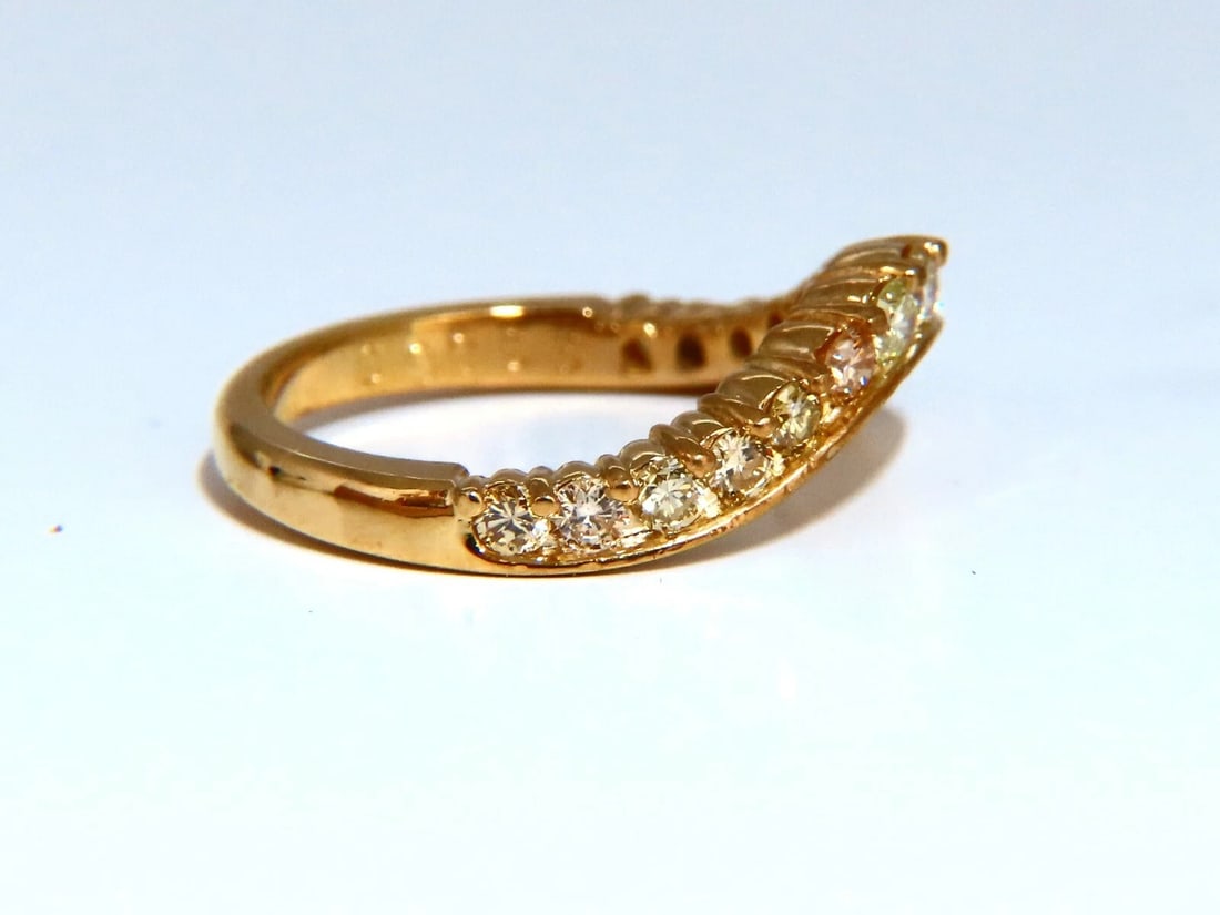 .60ct Natural Fancy Color Shades of Yellow Diamonds Wave Swirl Band Ring 14kt** - 2