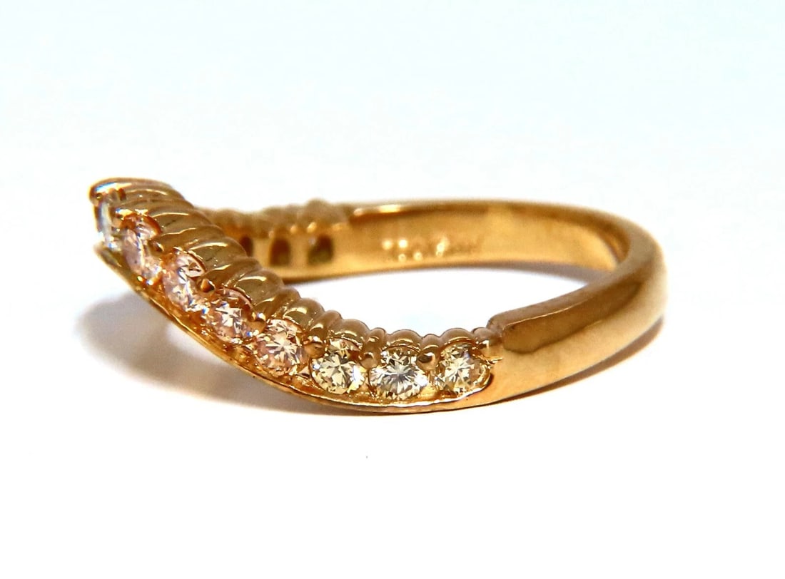 .60ct Natural Fancy Color Shades of Yellow Diamonds Wave Swirl Band Ring 14kt** - 3