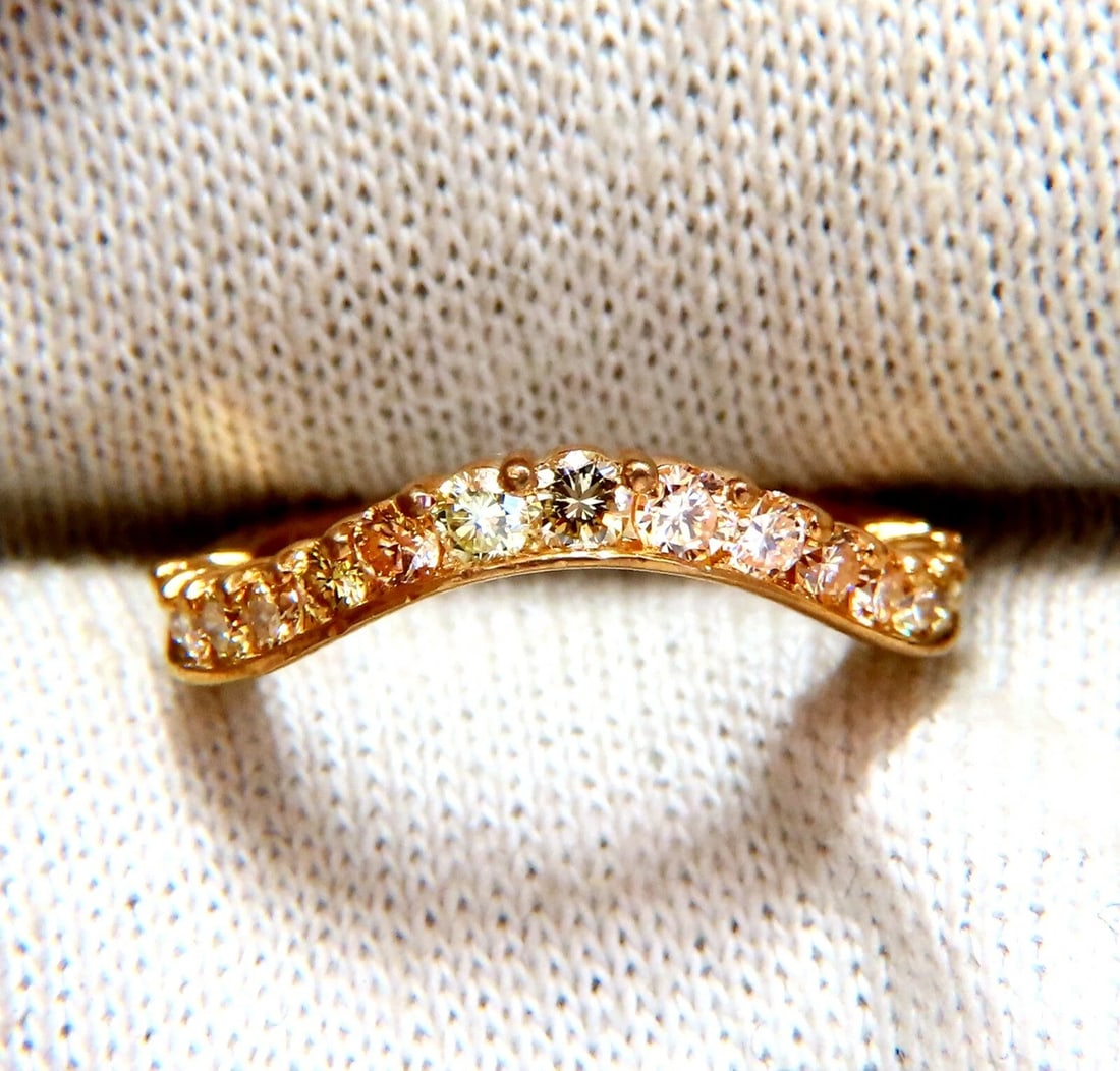 .60ct Natural Fancy Color Shades of Yellow Diamonds Wave Swirl Band Ring 14kt** - 5