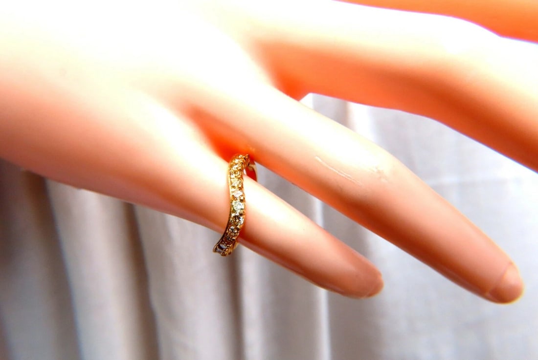 .60ct Natural Fancy Color Shades of Yellow Diamonds Wave Swirl Band Ring 14kt** - 6