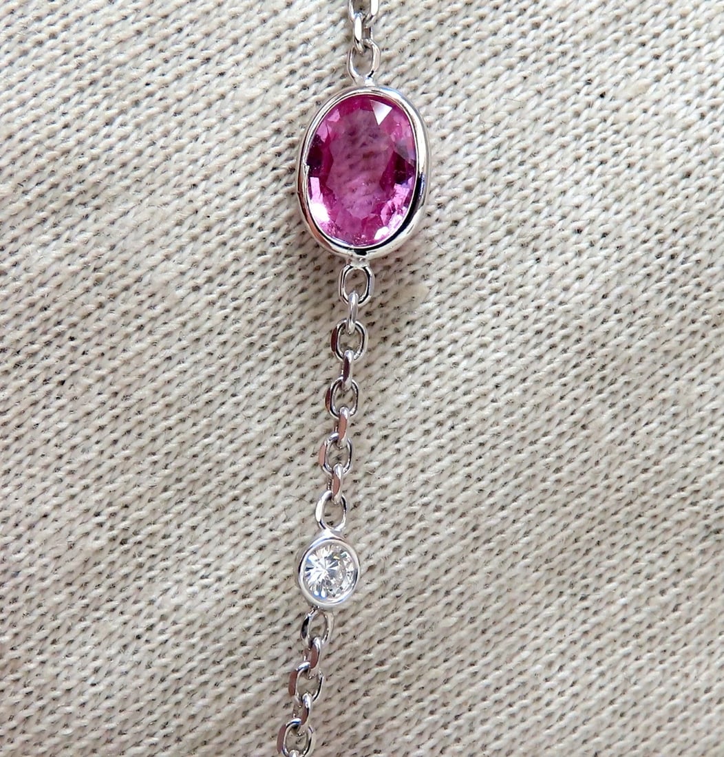 16.80ct. Natural Vivid Gem Pink Sapphires Yard Diamond Necklace 14Kt ** - 4