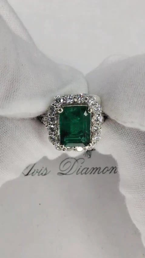 GIA Certified: 3.31ct Natural Emerald Diamonds Ring 14kt (F1) *v - 2