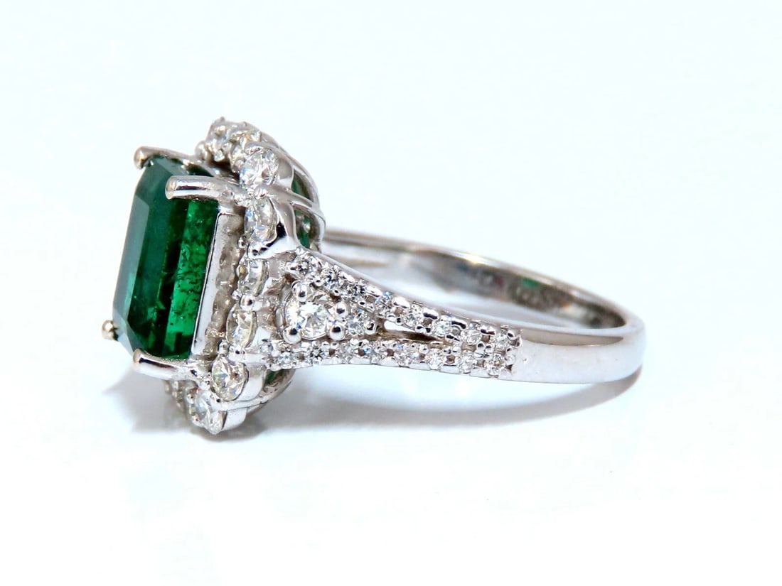 GIA Certified: 3.31ct Natural Emerald Diamonds Ring 14kt (F1) *v - 3