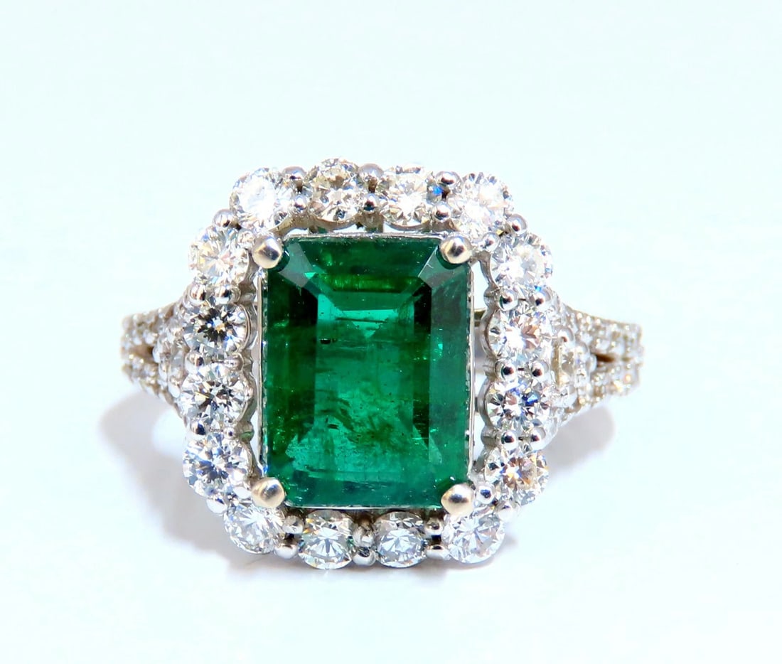 GIA Certified: 3.31ct Natural Emerald Diamonds Ring 14kt (F1) *v - 4