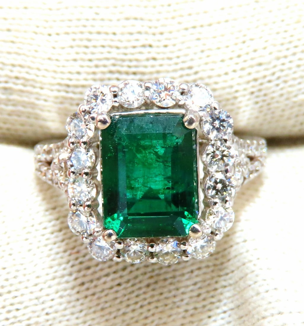 GIA Certified: 3.31ct Natural Emerald Diamonds Ring 14kt (F1) *v - 6