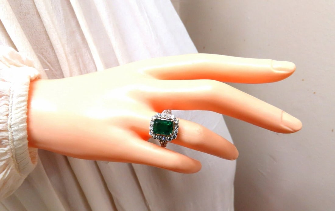 GIA Certified: 3.31ct Natural Emerald Diamonds Ring 14kt (F1) *v - 7