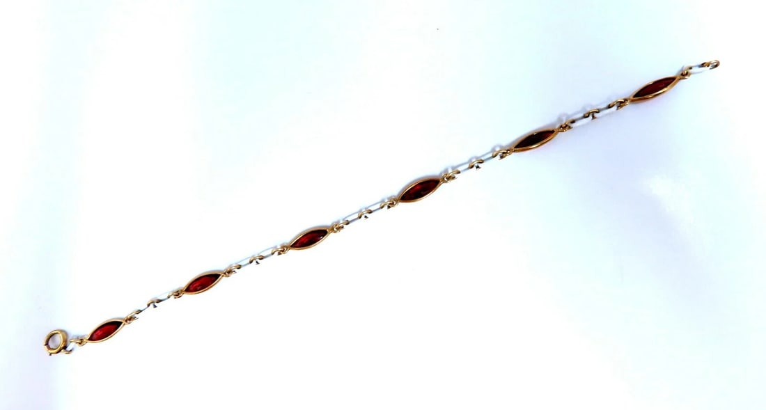 3ct Natural Garnet Station Link Bracelet 14kt gold** - 3