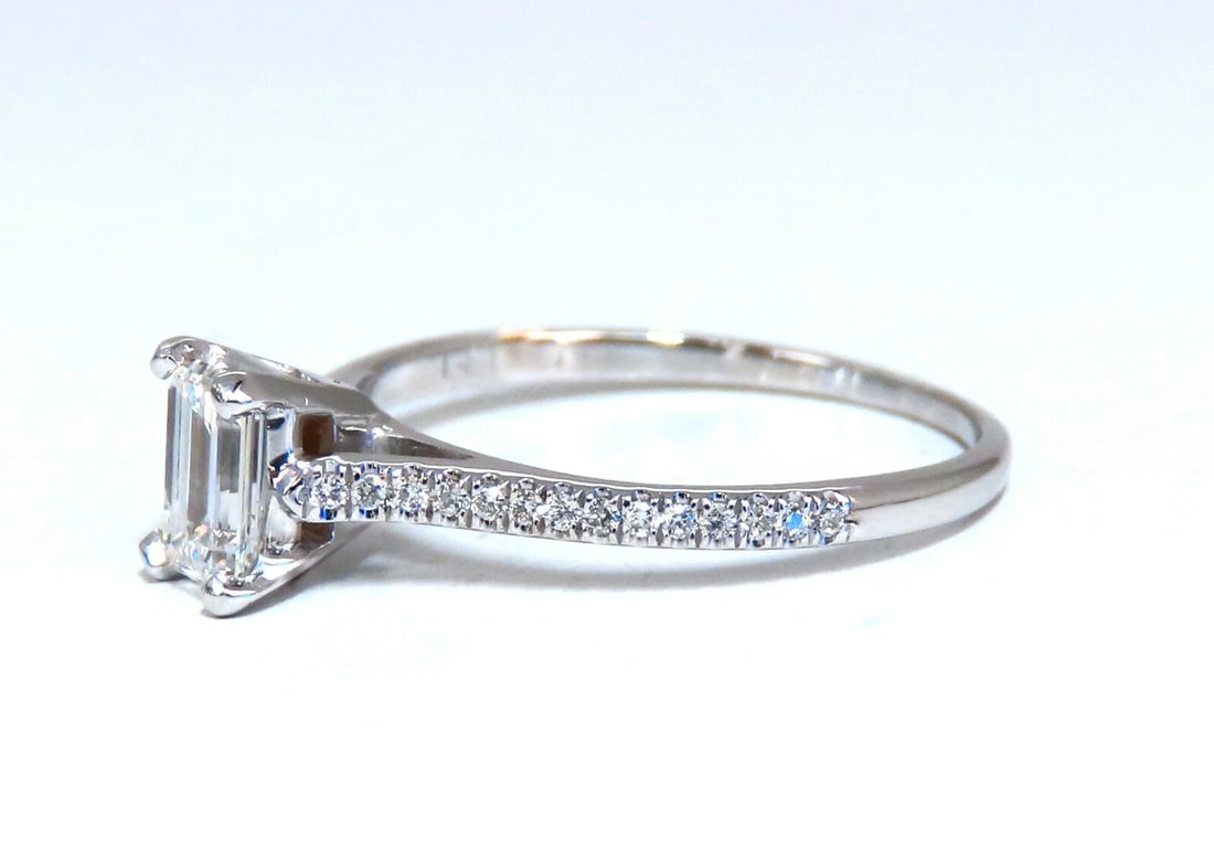 GIA Certified .54ct Natural Emerald Cut diamond ring 18kt gold** - 3