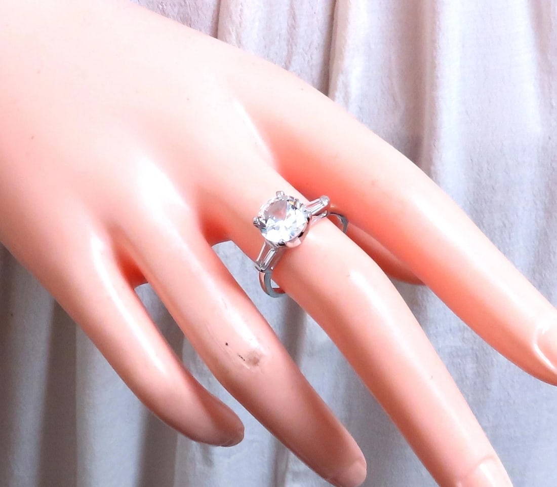 3.50ct White Zircon Engagement Ring 14kt Gold 12435** - 4