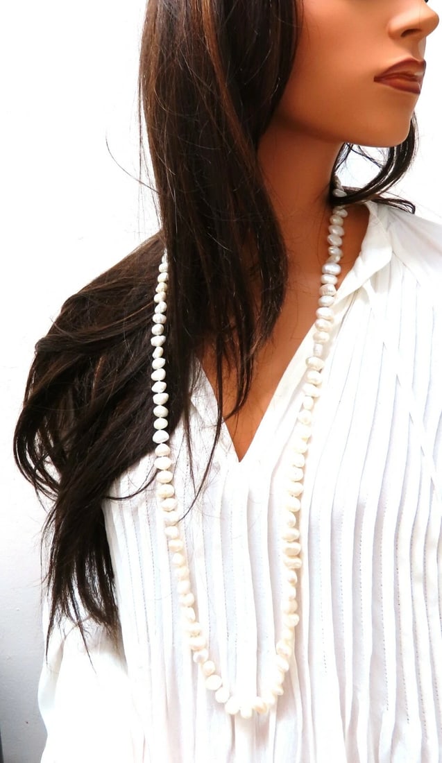 12mm Natural Freshwater Endless Pearl Necklace 36inch** - 4